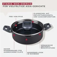 FACKELMANN Servierpfanne Antihaft-Servierpfanne, Bratpfanne mit Deckel, Schmorpfanne