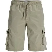 Jack & Jones Cargoshorts Moderner Casual Look Knielang Cargotaschen Lässiger Fit für Herren (1-tlg) Normal Fit Einfarbig schnell trocknend Kordelzug Casual-Style