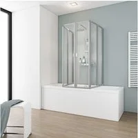 Schulte Badewannenfaltwand Komfort, geeignet für Badewannentiefen von 70-80 cm, Kunstglas, (6 tlg), Tropfen Dekor, U-Form
