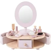 howa Schminktisch, für Kinder aus Holz mit 8 tlg. Zubehör aus Holz und Herzaufklebern