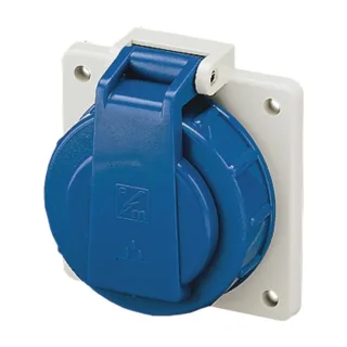 Mennekes Schuko Anbausteckdose mit Scharnierdeckel, IP68, blau/grau , Schutzart:IP68, Farbe:blau/grau