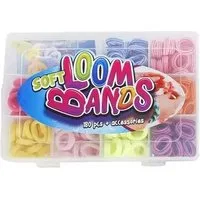 Siva Schmuckset Soft Looms Bands in der Box, 180 Teile + 15 Clips