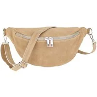 MIRROSI Bauchtasche Damen, Wildleder, Made in Italy, Umhängetasche, Brusttasche (Schultertasche für jeden Anlass (1 Tasche & 1 Gurt), 33x18x12cm, Reißverschlussfach auf der Rückseite), Crossbody Bag, Schulterriemen Länge verstellbar