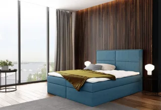 Boxspringbett Bett DERBI Stoff Hellblau 140x200cm inkl.Bettkasten