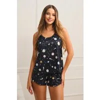 Elegant Love Shorty Damen Pyjama-Set – Elegante Nachtwäsche & Loungewear (Schlafanzug Set, 2 tlg., ärmelloses Top und Shorts) Bequeme Homewear mit Druckmuster – ideal für Sommer und Übergangszeit