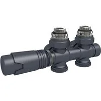 EMKE Heizkörperthermostat Multiblock Set für Heizkörper Anschlussarmatur Ventil mit Thermostat, (16mm+φ15mm, 1 St) für Heizkörper Handtuchtrockner Heizungzubehör Eck- und Durchgangsform