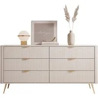 Compleo Schubkastenkommode mit Lamellen und 6 Schubladen, Glamour-Design (BELLOS)