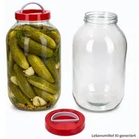 MamboCat Vorratsglas 2er Set Chi Vorratsglas 5L Glas mit Deckel & Henkel Mixed Pickles, Glas