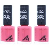 MANHATTAN Nagellack 3 x Manhattan Last & Shine Nail Polish 520 Girls Night Out je 8ml Nage