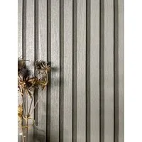 Newroom Vliestapete Barcley Silver Tapete Holzwandpaneele Paneele,Lamelle,Streifen, Silber Tapete Glamour Paneele - Wandpaneele Holzpaneele Grau Metallic Modern Skandinavisch Lamelle Streifen für Wohnzimmer Schlafzimmer Küche, Wandpaneele