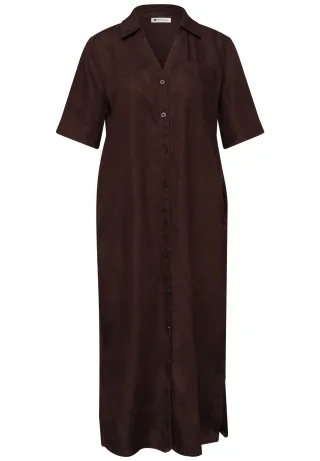 Street One - Midi-Kleid aus Leinen mit Knopfleiste espresso brown - Gr. - 40