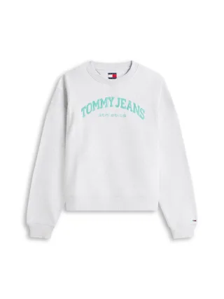 Tommy Jeans - Sweatshirt im Boxy-Fit mit Logo-Print grau - Gr. - S