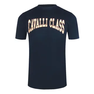 Cavalli Class Varsity Logo Marineblaues T-shirt