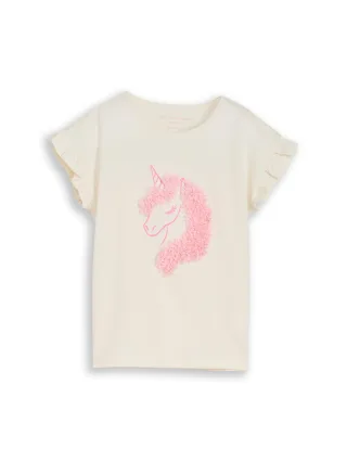 tom tailor kids - T-Shirt mit Tüll-Detail wool white - Gr. - 122