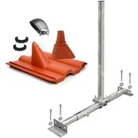 PremiumX SAT-Halterung Dachsparrenhalter Montage Set feuerverzinkt Frankfurter-Dachziegel rot