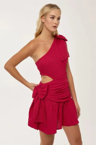 Rotes Schleifen-Mini-Party-Kleid