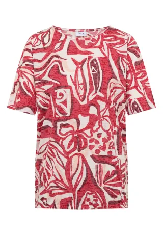 CECIL - T-Shirt in Ausbrenner-Optik glazed apple red - Gr. - XL