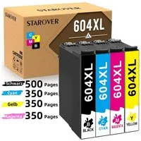 STAROVER 604 XL für EPSON 604XL Multipack XP-2200 XP-2205 XP-3200 XP-3205 Tintenpatrone (XP-4200 XP-4205, WorkForce WF-2910DWF WF-2930DWF WF-2935DWF WF-2950DWF)