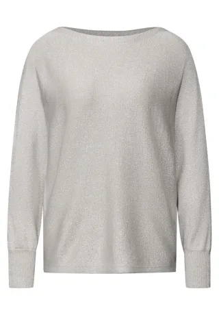 Street One - Glitzernder Dolman Pullover grau - Gr. - 42