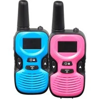 Denver Walkie Talkie WTK-441, (Set, 2-St., 2 Walkie-Talkies), 4 Cases (2 blau/2 pink), 3 Lautstufen, Lampe, Gürtelclip,SOS