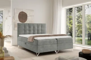 Boxspringbett Schlafzimmerbett CANDELA PREMIUM 160x200cm Stoff Coral Grau