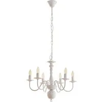 lux.pro Kronleuchter, ohne Leuchtmittel, »Berkeley« 6-flammig E14 Metall Shabby Chic Vintage-Weiß