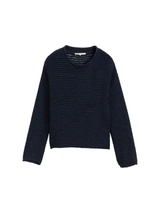 Denim Tom Tailor - Pullover mit Lochmuster sky captain blue - Gr. - XS