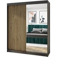 A&J MöbelLand GmbH Schiebetürenschrank MITI 2-türig Schrank mit Spiegel (Kostenlose Lieferung –nur für kurze Zeit! TOP ANGEBOT! Geräumiger Schrank mit viel Stauraum:6 Regalen und 1 Kleiderstange – -ideal zur Aufbewahrung von Kleidung und Accessoires.