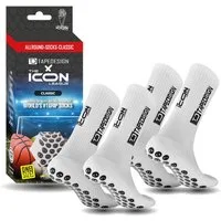TAPEDESIGN x THE ICON LEAGUE Sportsocken & Fußballsocken (2 Paar) Classic Grip Socks für Herren & Damen (2er Set, Weiß) Football & Sport-Socken für Erwachsene & Jugendliche Made in Europe