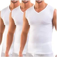 HERMKO Unterhemd 3050 (Pack, 3er) 100 % Bio-Baumwolle Muskelshirt V-Ausschnitt Basic hergestellt in EU