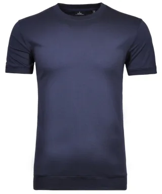 RAGMAN - Pima T-Shirt Rundhals mit Bündchen Dunkelblau - Gr. - L