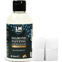 LM-Kreativ Bastelkleber Diamond Painting Versiegelung transparent & glänzend zum Schutz, transparent, glänzend, wasserbasiert, schützt & fixiert Steinchen