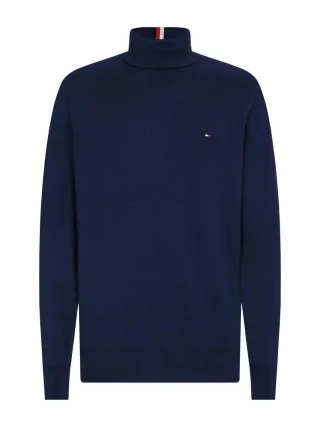 Tommy Hilfiger - Rollkragenpullover aus Baumwoll-Kaschmirmix blau - Gr. - XXL