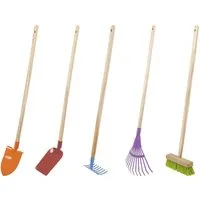 Windhager Gartenpflege-Set, 5 Teile: Spitzschaufel, Rechen, Fächerbesen, Besen, Schaufel