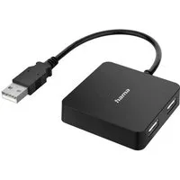 Hama USB-Adapter USB-Hub, 4 Ports, USB 2.0, 480 Mbit/s USB-Adapter USB zu USB 2.0, 15 cm