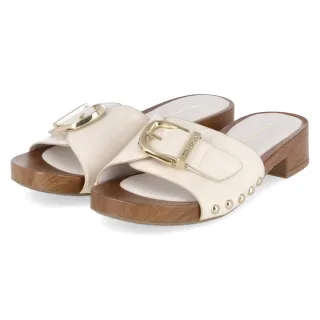 Tamaris Open Toe Clogs - Gr. 39 - Beige - Synthetik