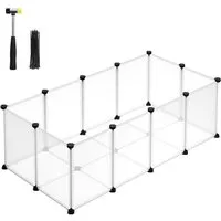 SONGMICS Kleintierkäfig Freigehege, Laufstall, aus Kunststoff mit Bodenplatten, DIY