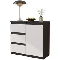 Furnica Kommode MIKEL, 3 Schubladen und 1 Tür - Anthrazit Grau H75cm B80cm T35cm (1 St)