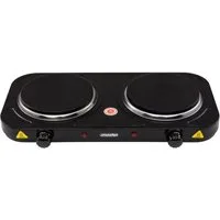 Mesko Doppelkochplatte MS 6509 Mini-Kochplatte mit 2 Kochfeldern, Tischkochplatte für Camping, Ferienhaus, Büro & kleine Küche, 2000W, Schwarz