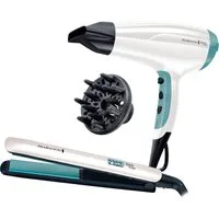 Remington Haartrockner Shine Therapy S8500GP Geschenk-Set, 2300 W, bestehend aus Haarglätter mit Keramikbeschichtung und Haartrockner