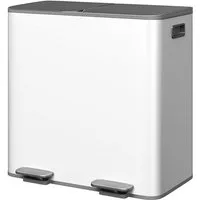 GarveeMore Mülleimer 2 x 40L aus Edelstahl,Doppelfach Abfallbehälter mit Soft-Close-Deckel, Tretmechanismus und PP-Innenbehältern,ideal Recycling Mülltrennsystem