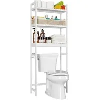Homfa Badregal, Toilettenregal aus Bambus Standregal, Badezimmerregal 163cm