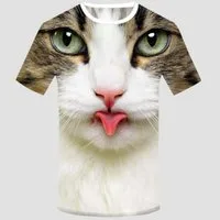 Tinisu T-Shirt 3D-Druck T-Shirt (Unisex / Rundhals) Tierwelt & Natur: Katze / Cat