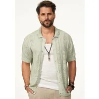 SOULSTAR Poloshirt im Crochet Vintage Summer-Look Herren Kurzarm Strick Polo-Hemd Cardigan T-Shirt