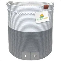 WIESEN.design Wäschekorb KNUT, Wäschekorb geflochten aus Baumwolle, faltbarer Wäschekorb, (Wäschetonne, Wäschetruhe, laundry basket, Wäschesammler, Aufbewahrungskorb groß, Korb geflochten), inkl. schwerem Wäschesack, gratis Versand