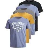 Jack & Jones Print-Shirt (Spar Set, 5er-Pack) T-Shirts mit Aufdruck aus Baumwolle