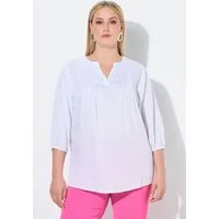 Ulla Popken Tunika Bluse Biesen Tunika-Ausschnitt 3/4-Ballonarm