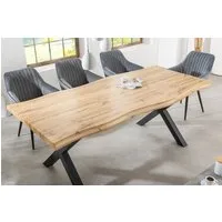 riess-ambiente Baumkantentisch WILD 160cm braun/schwarz - Wildeichen-Design, X-Gestell aus Metall (Einzelartikel, 1-St), Industrial Design & 5cm Tischplatte - ideal für bis zu 4 Personen