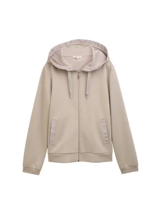 Tom Tailor - Hoodie Sweatjacke aus Scuba soft taupe grey - Gr. - XL