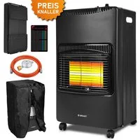 BRAST Heizstrahler Gasheizer Keramik Vulkan, 3 Heizstufen, Gasheizung Heizgerät, 4200 W, inkl. Schutzhülle Druckminderer mit Schlauch & Füllstandsanzeige